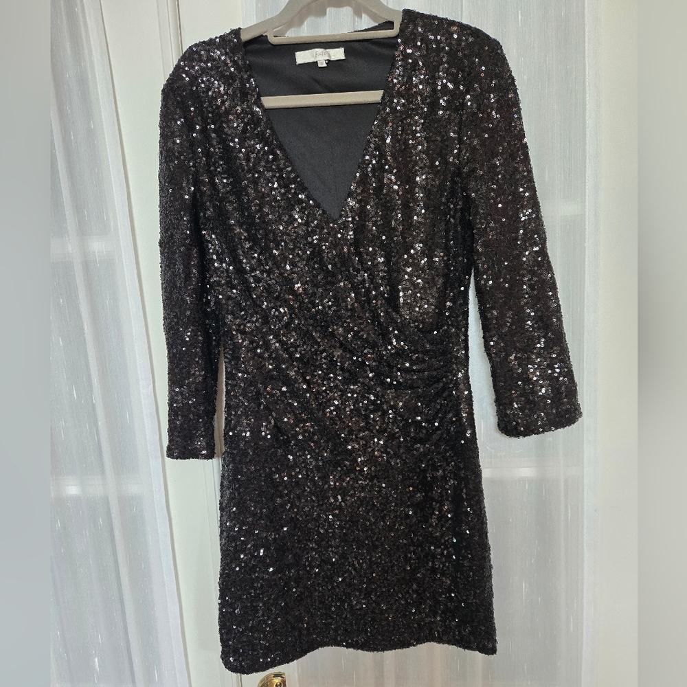 Fate Black Sequin Long Sleeve mini Dress